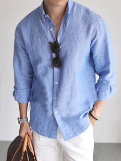 Odense Linen Work Shirt - Sky Blue