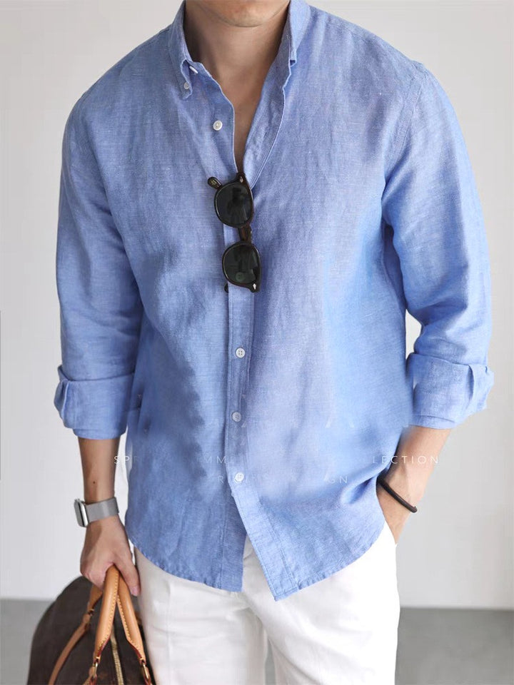 Odense Linen Work Shirt - Sky Blue