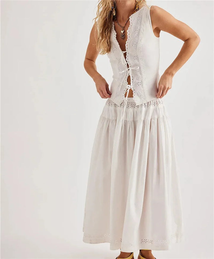 Solstice Eyelet Skirt Set - Ecru