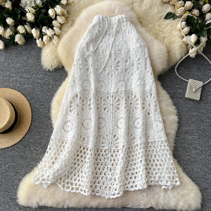 Solana Cotton Crochet Skirt - Cream