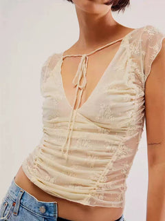 Solara Lace Trim Camisole - Ecru