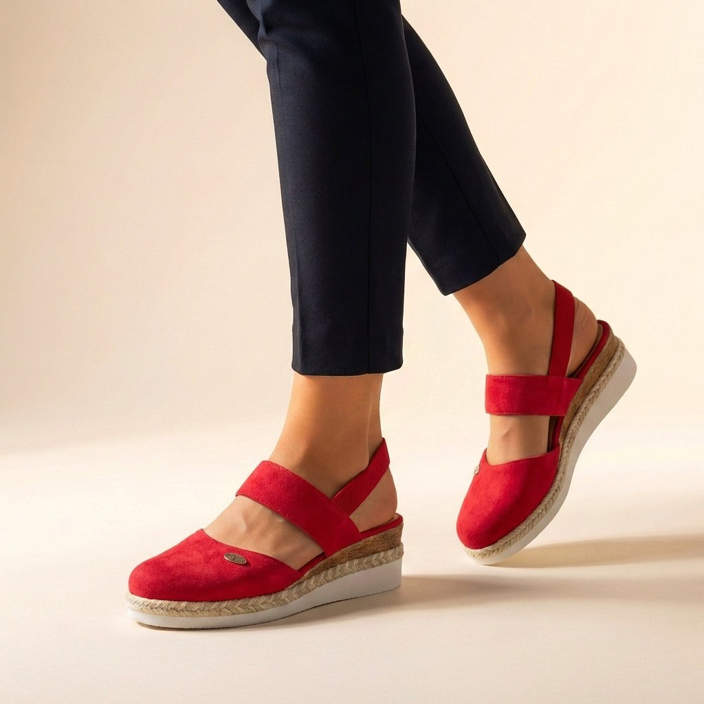 Olbia Slingback Wedge Sandals - Crimson Red