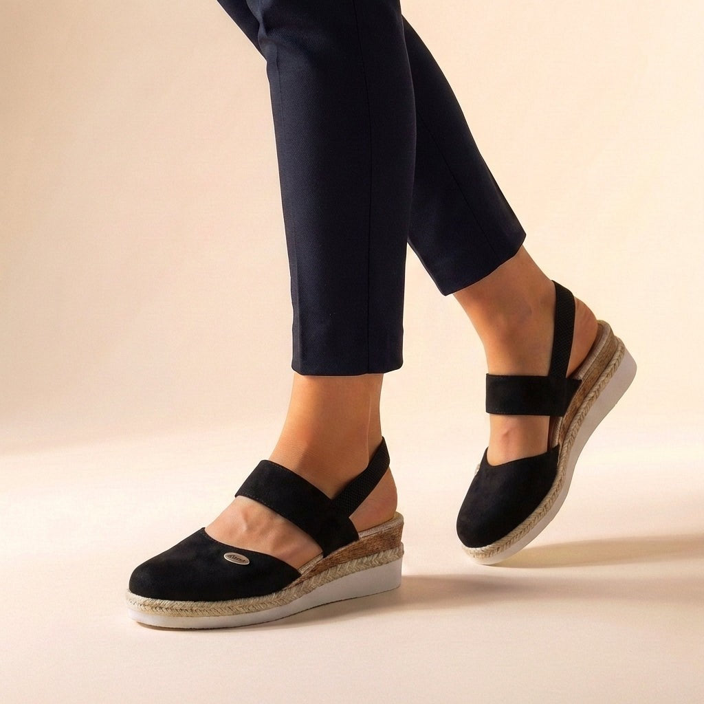 Olbia Slingback Wedge Sandals - Onyx Black