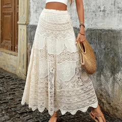 Solena Lace Maxi Skirt - Sand