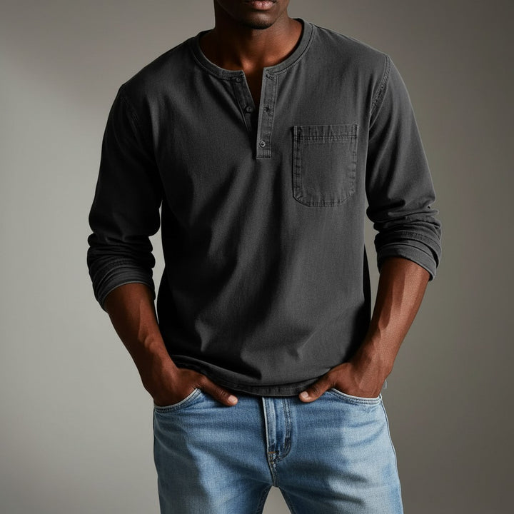 Orisano Long Sleeve Henley - Charcoal