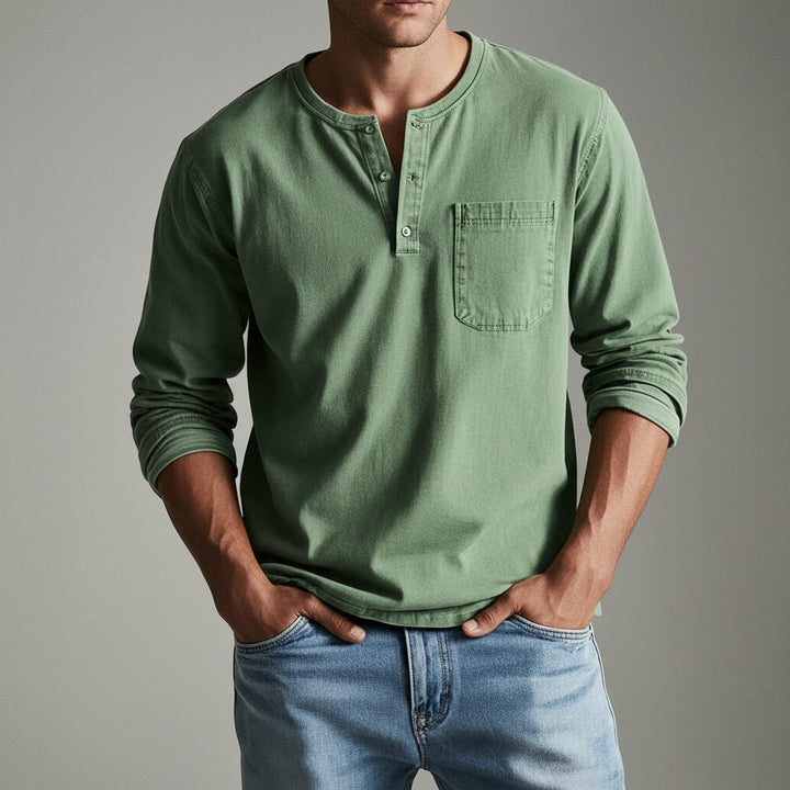 Orisano Long Sleeve Henley - Seafoam
