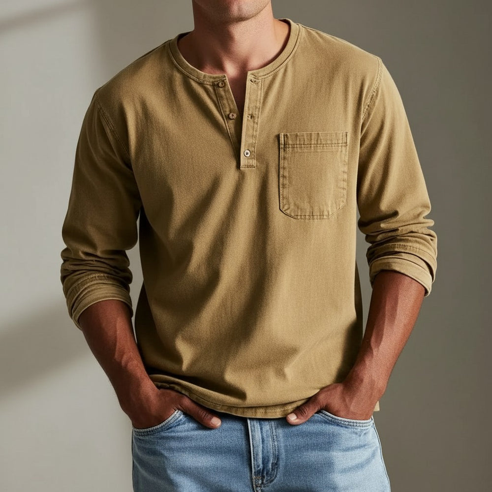 Orisano Long Sleeve Henley - Sienna