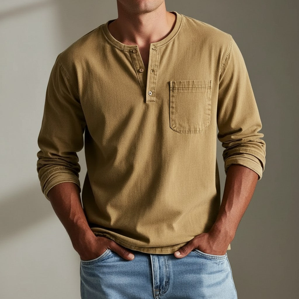 Orisano Long Sleeve Henley - Sienna