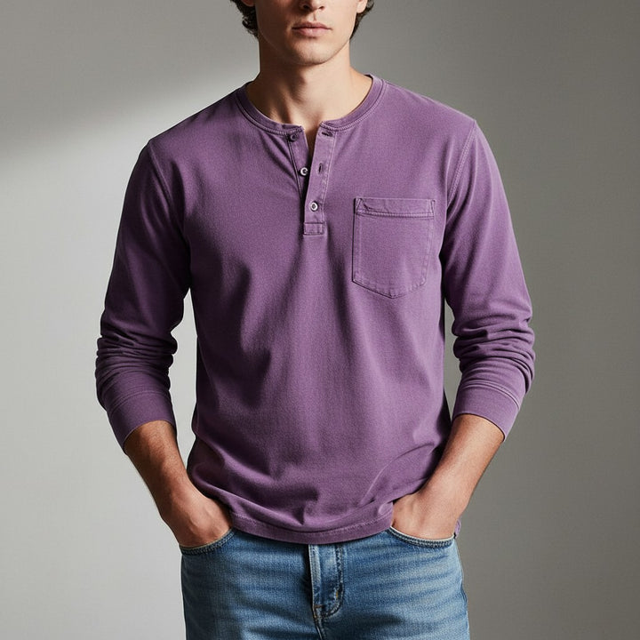 Orisano Long Sleeve Henley - Lavender