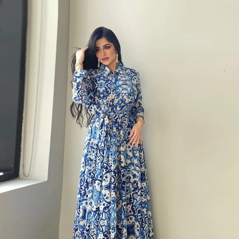 Sorrento Floral Abaya - Azure Bloom