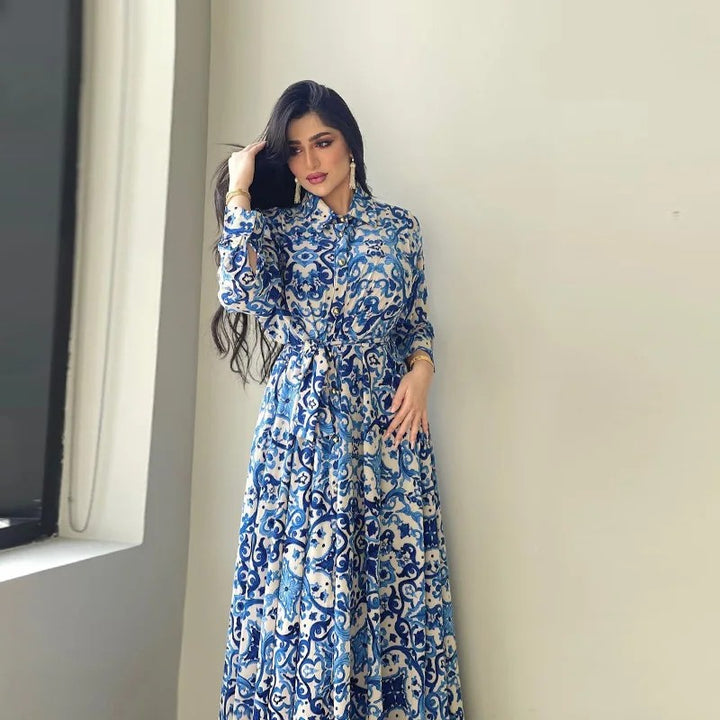 Sorrento Floral Abaya - Azure Bloom