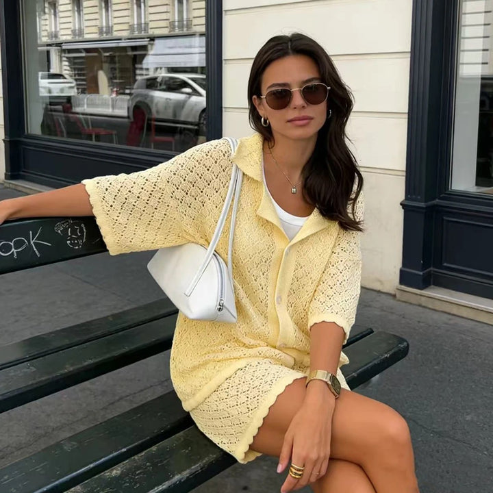Sorrento Knit Shorts Set - Yellow