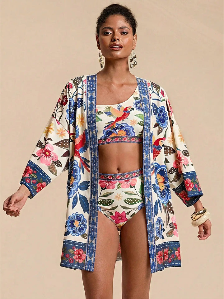 Sorrento Parrot Print Kimono