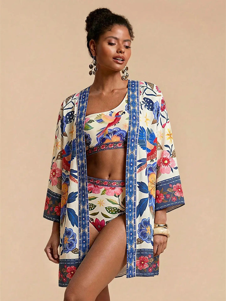 Sorrento Parrot Print Kimono