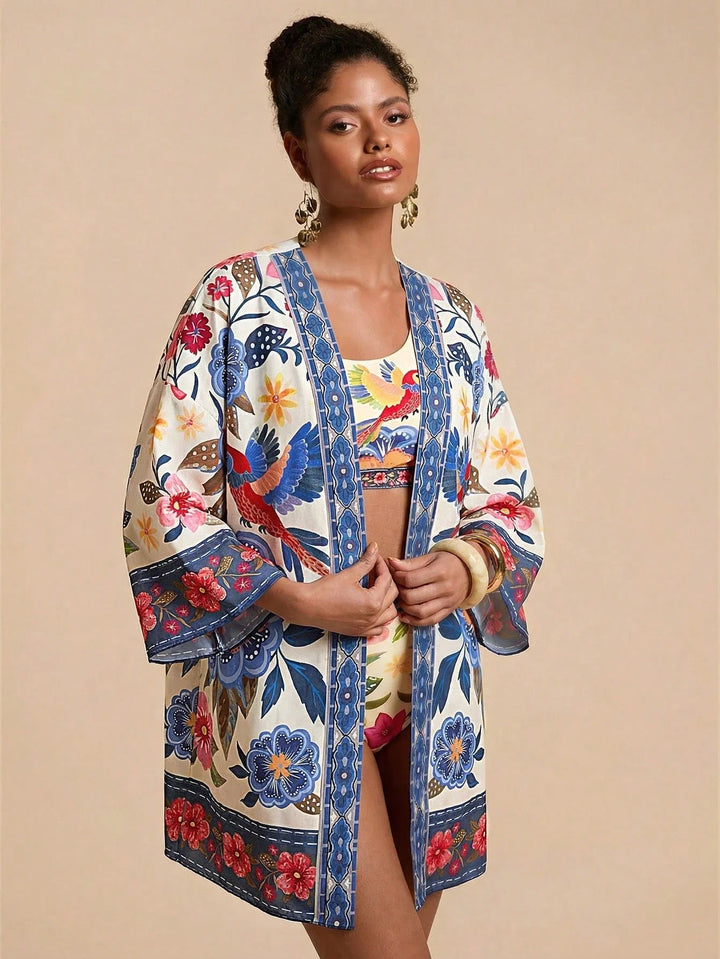 Sorrento Parrot Print Kimono