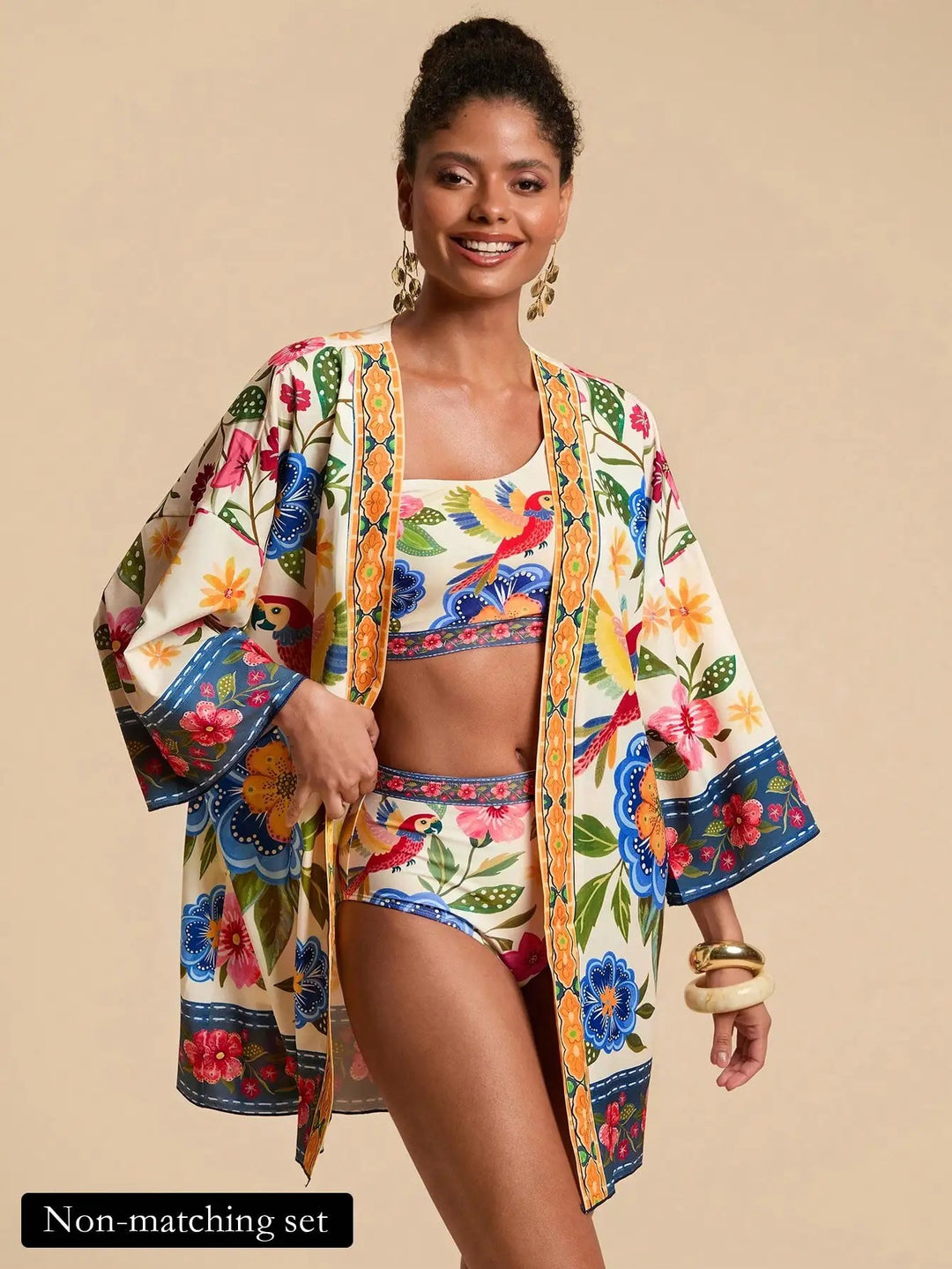 Sorrento Parrot Print Kimono - Tropical Hues