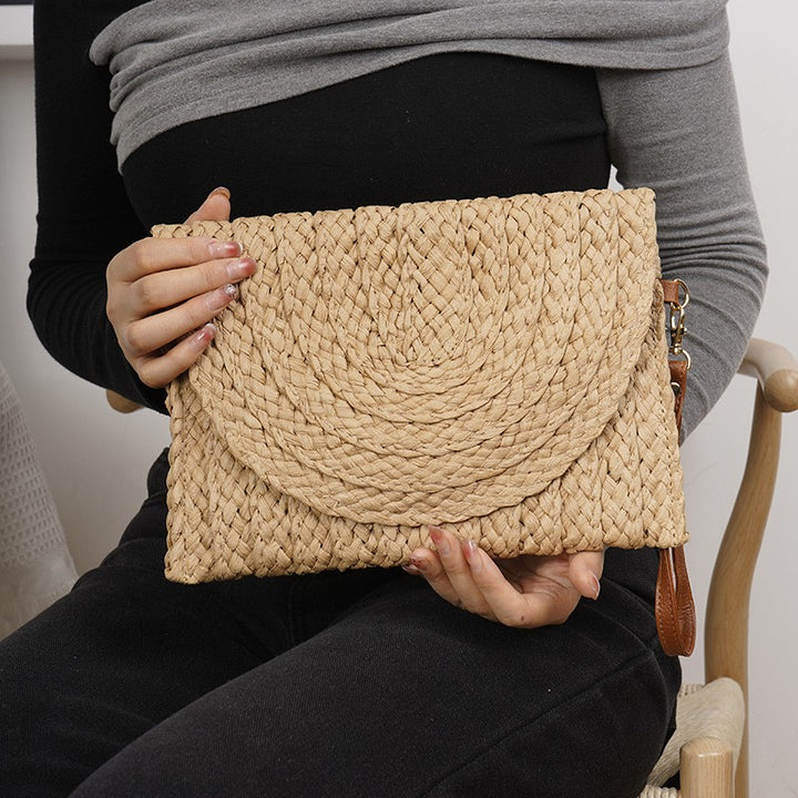 Palma Woven Clutch Bag - Sand