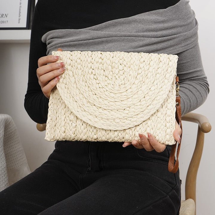 Palma Woven Clutch Bag - Cream