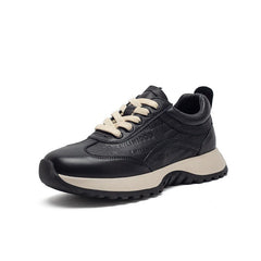 Pavia Genuine Leather Sneakers - Black
