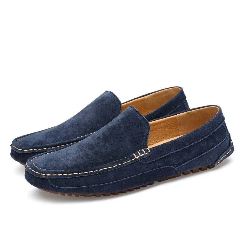 Pembroke Suede Leather Loafers - Navy Blue