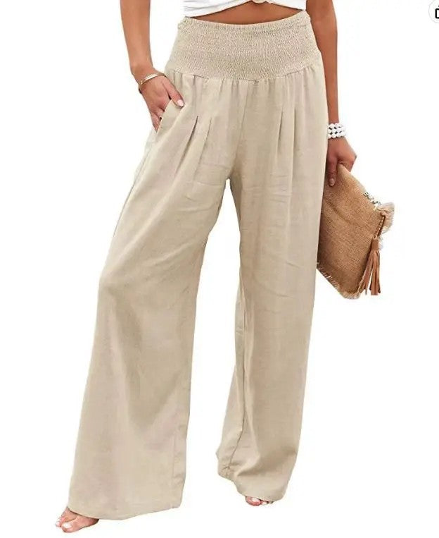 Perpignan Linen Wide-Leg Pants - Apricot