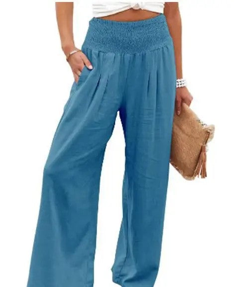 Perpignan Linen Wide-Leg Pants - Azure
