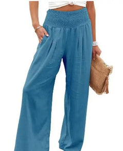 Perpignan Linen Wide-Leg Pants - Azure