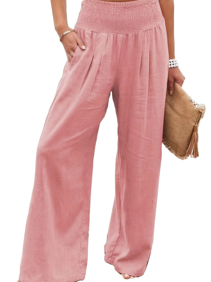 Perpignan Linen Wide-Leg Pants - Dusty Rose