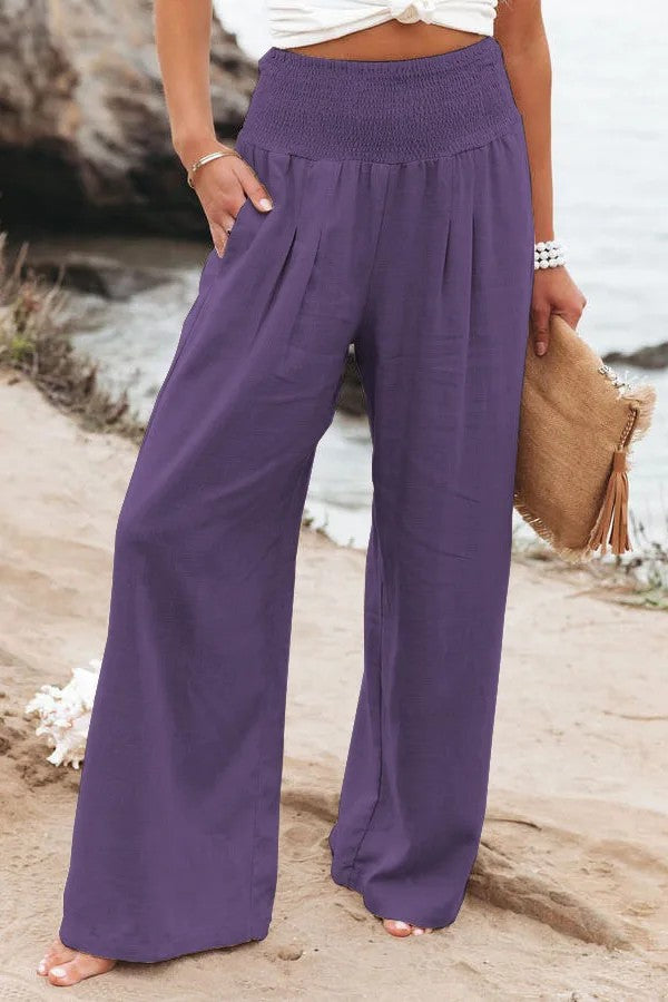 Perpignan Linen Wide-Leg Pants - Lavender