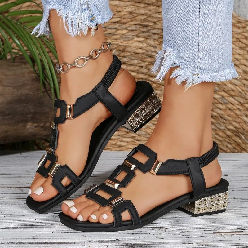 Perugia Geometric Sandals - Onyx Black