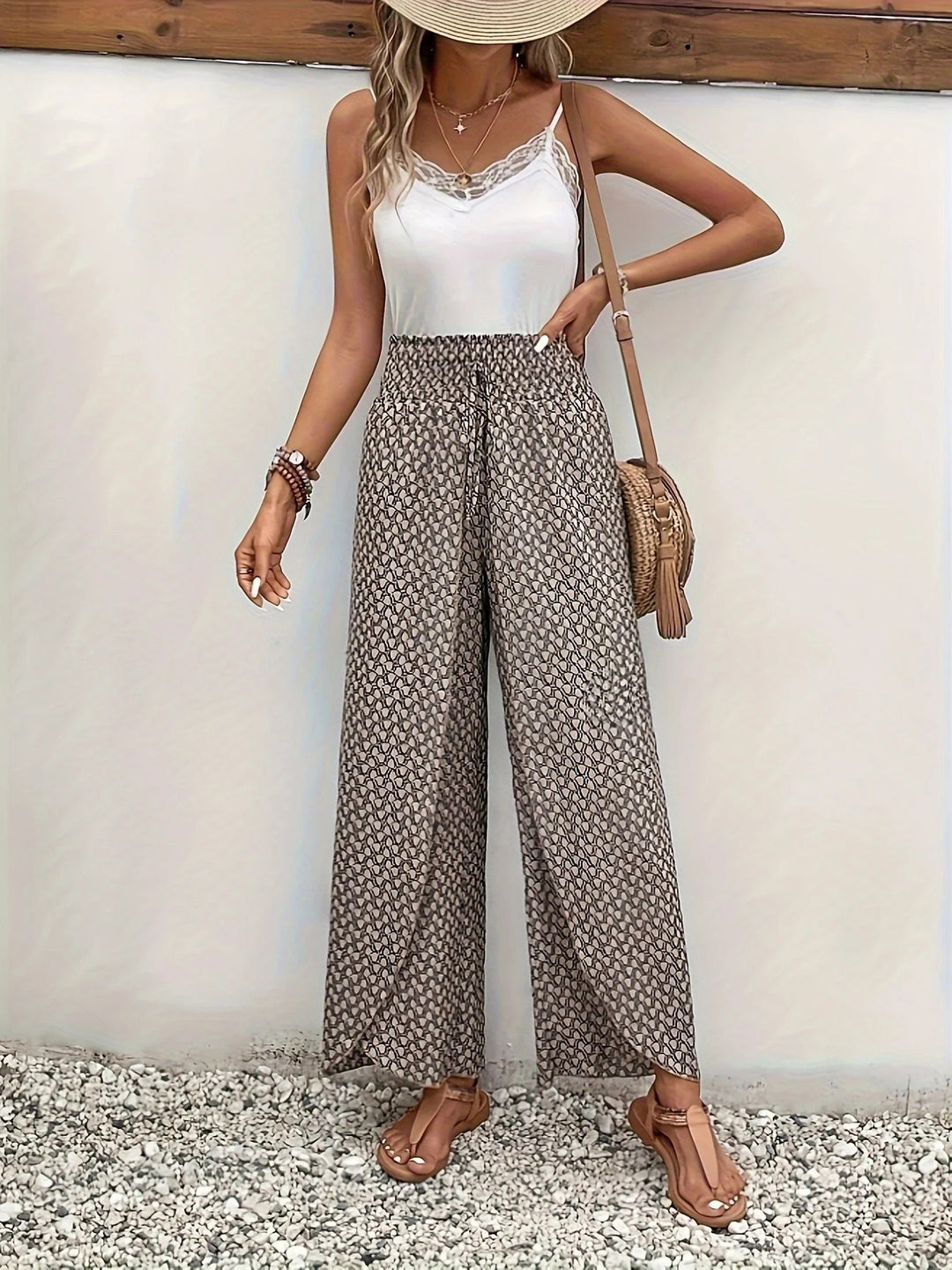 Positano Print Wide Leg Pants