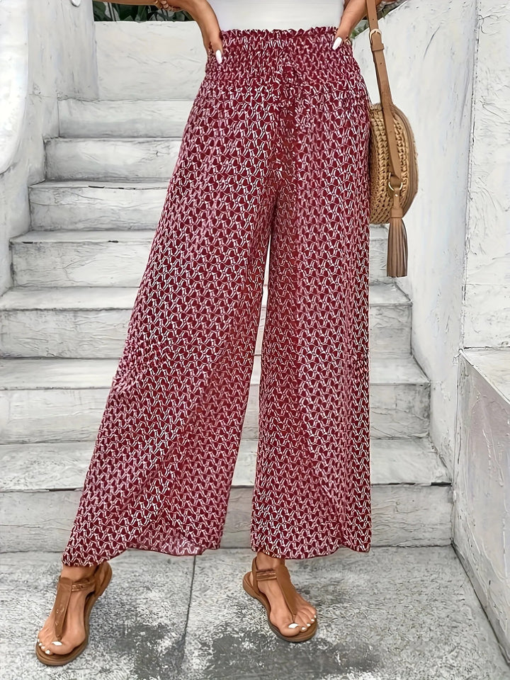 Positano Print Wide Leg Pants - Sienna Red