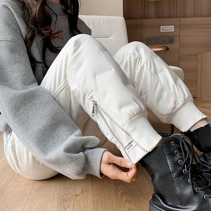 Quilted Joggers - Chalk White