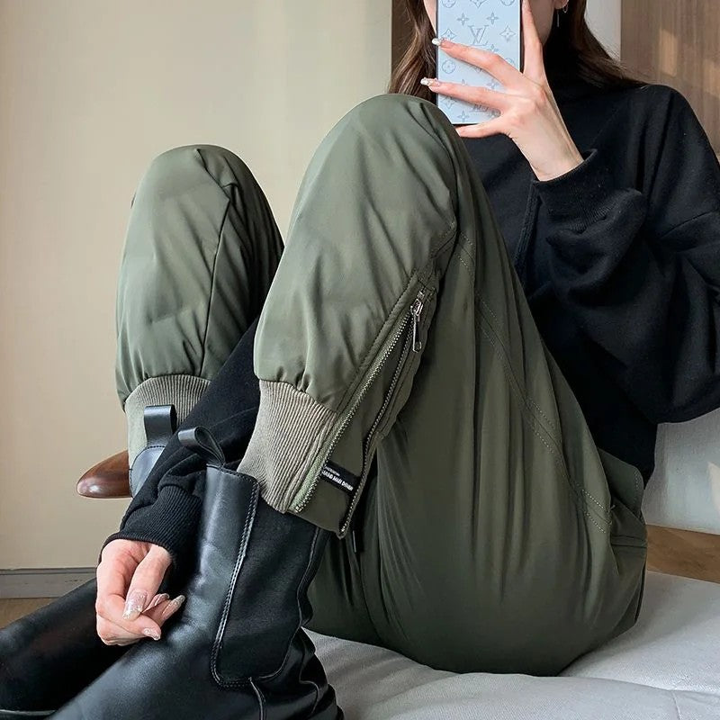 Quilted Joggers - Olive Green
