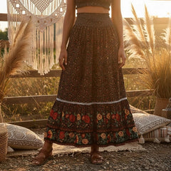 Ravello Floral Rayon Maxi Skirt