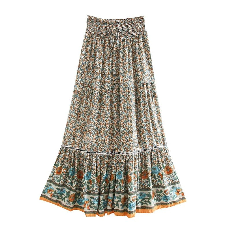 Ravello Floral Rayon Maxi Skirt