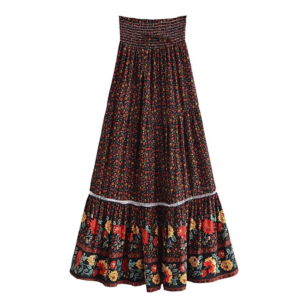 Ravello Floral Rayon Maxi Skirt