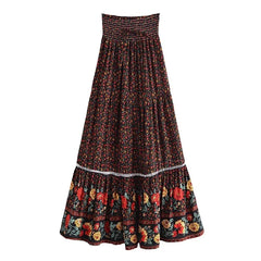 Ravello Floral Rayon Maxi Skirt - Obsidian