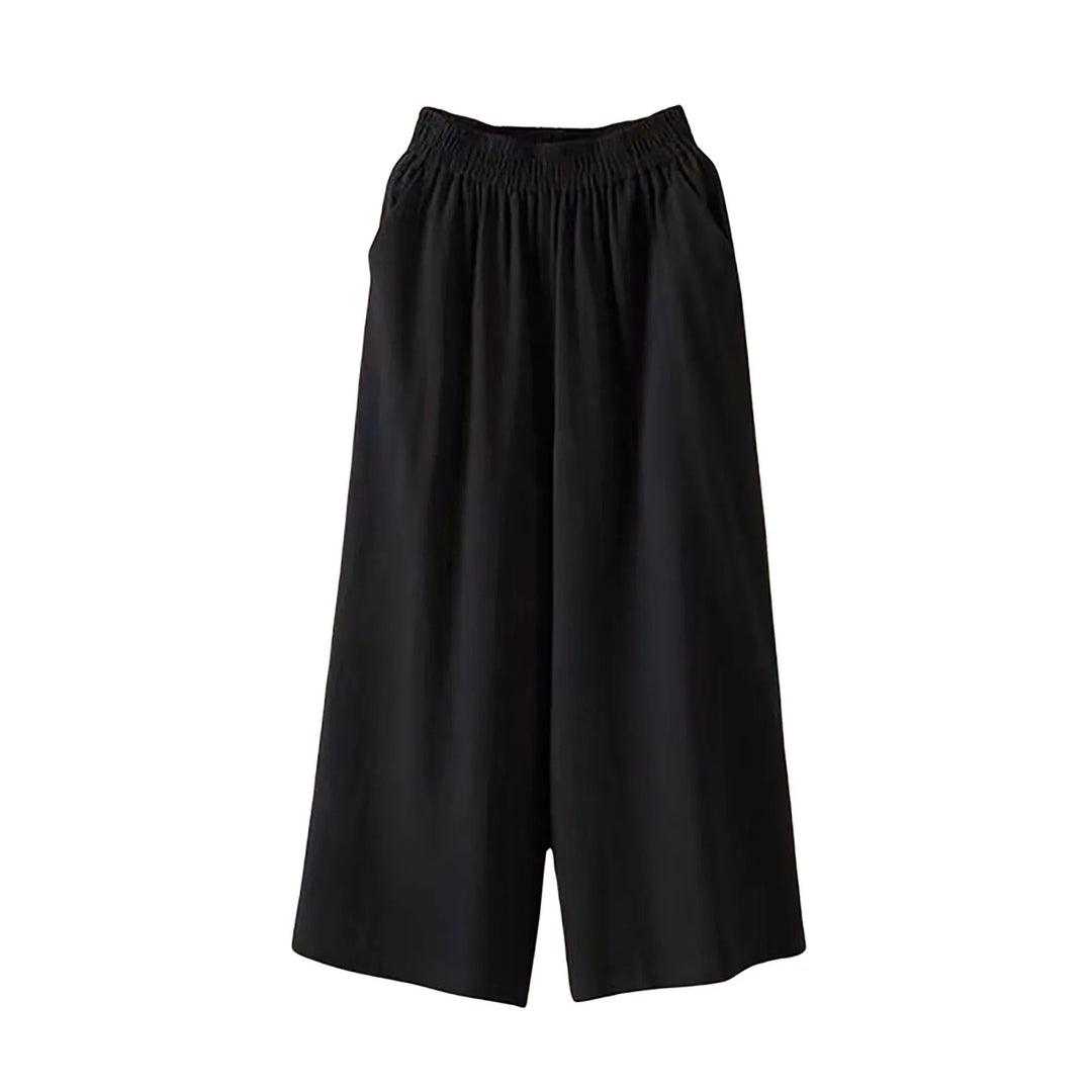 Ravenna Linen Blend Cropped Pants - Onyx Black