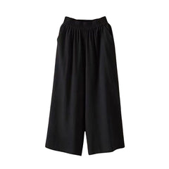 Ravenna Linen Blend Cropped Pants - Onyx Black