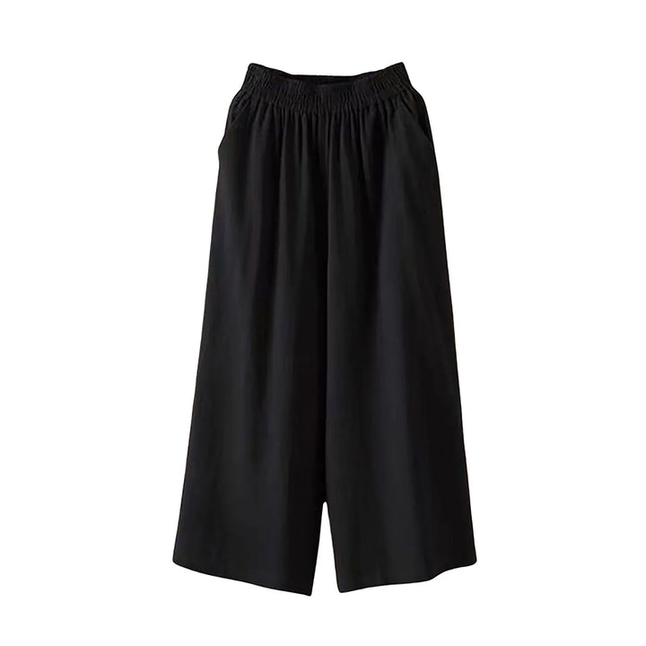 Ravenna Linen Blend Cropped Pants - Onyx Black