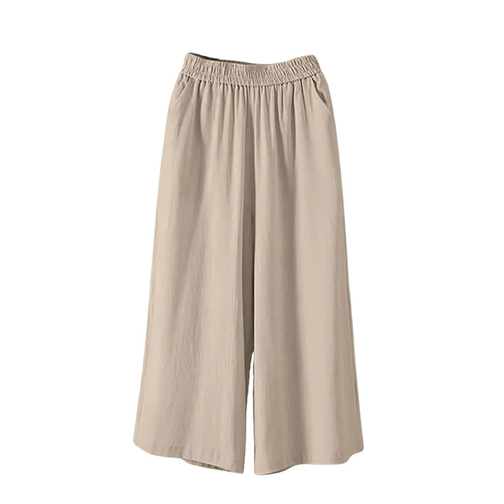 Ravenna Linen Blend Cropped Pants - Stone Gray