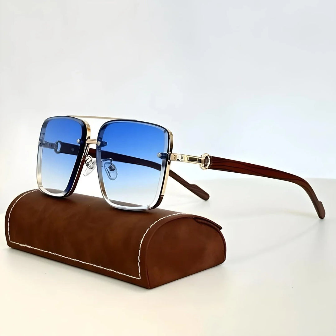 Renoir Retro Sunglasses - Gold & Azure