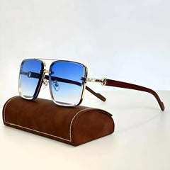 Renoir Retro Sunglasses - Gold & Azure