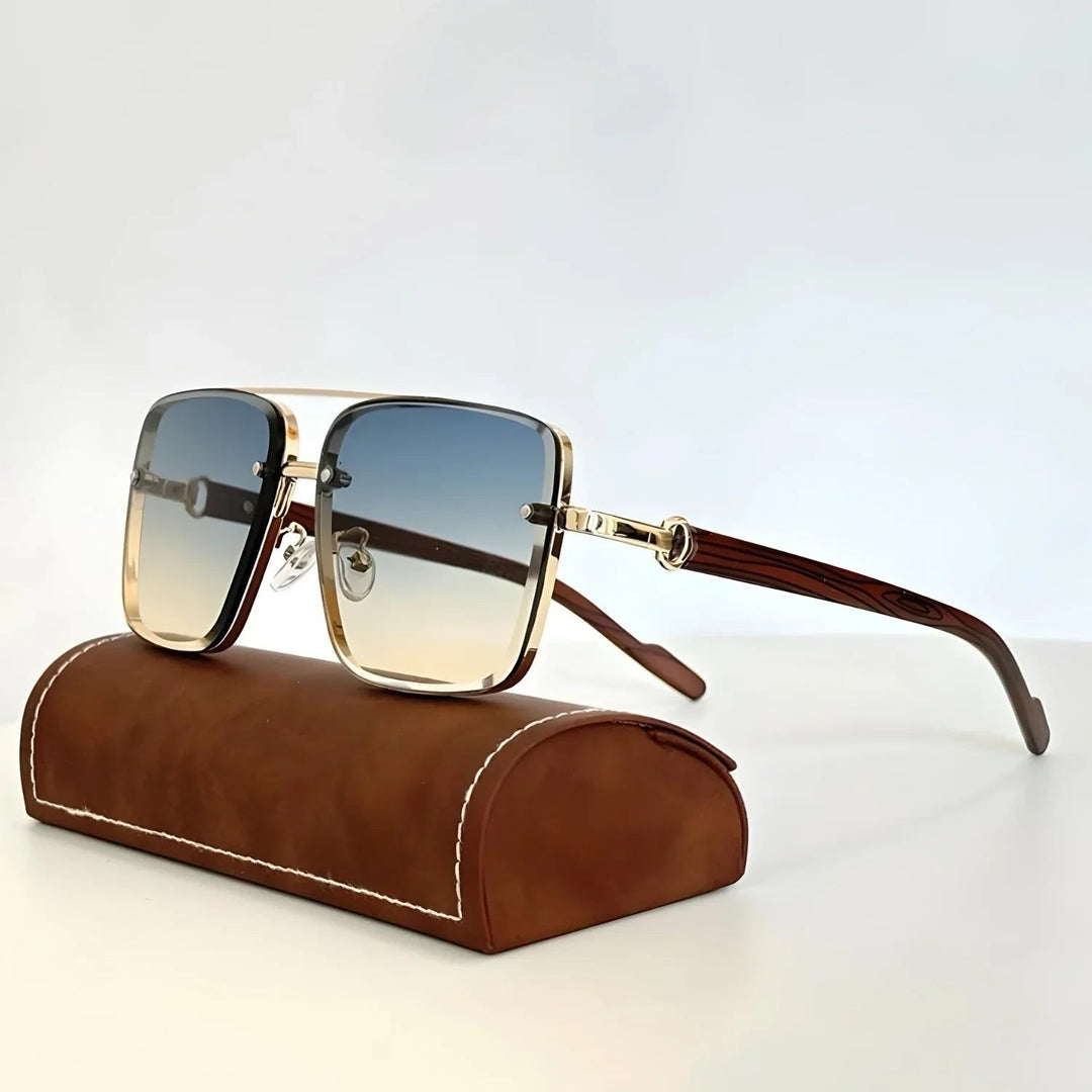 Renoir Retro Sunglasses - Gold & Teal