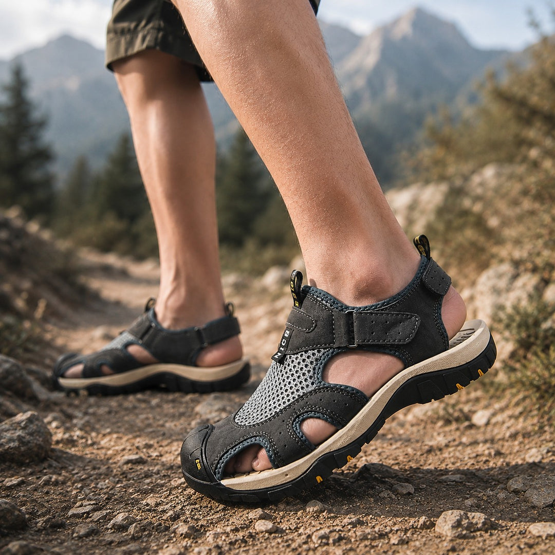 Ridgeline Leather Sandal - Stone Grey