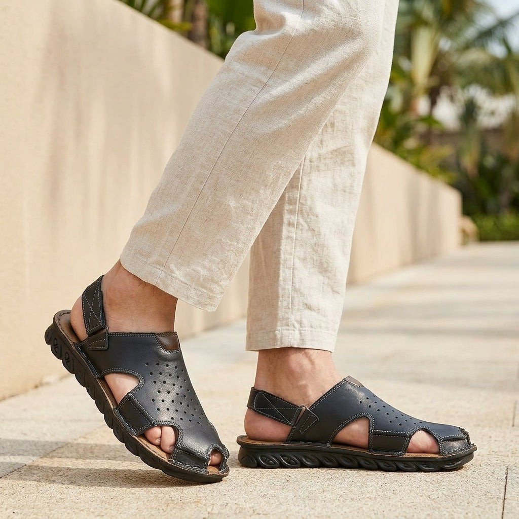 Ridgeline Perforated Outdoor Sandals - Onyx Black