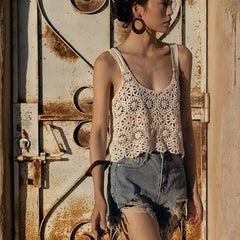 Rila Cropped Crochet Tank