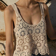 Rila Cropped Crochet Tank - Canyon Clay