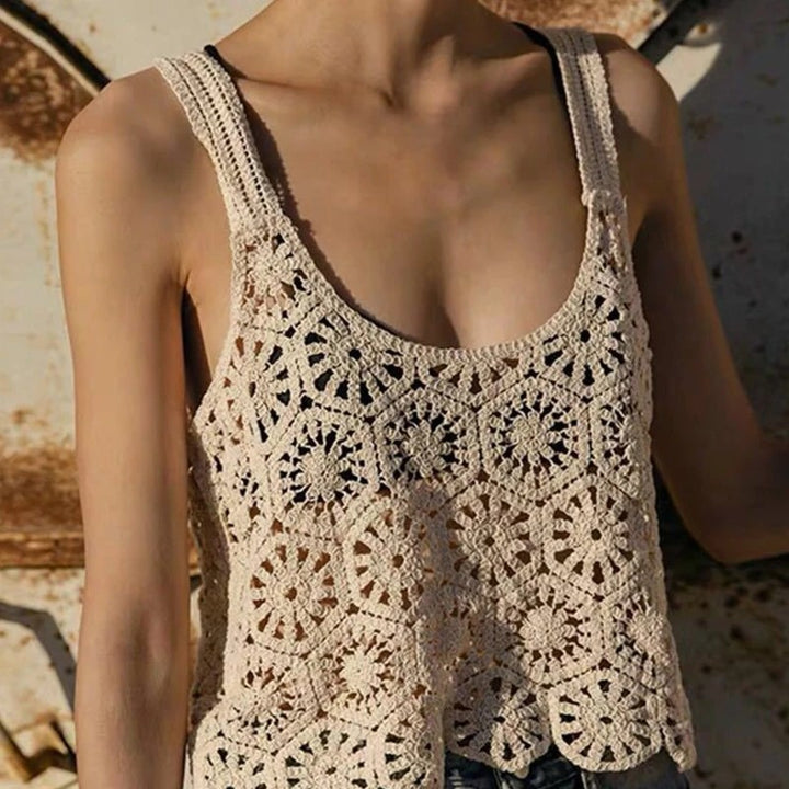 Rila Cropped Crochet Tank - Canyon Clay